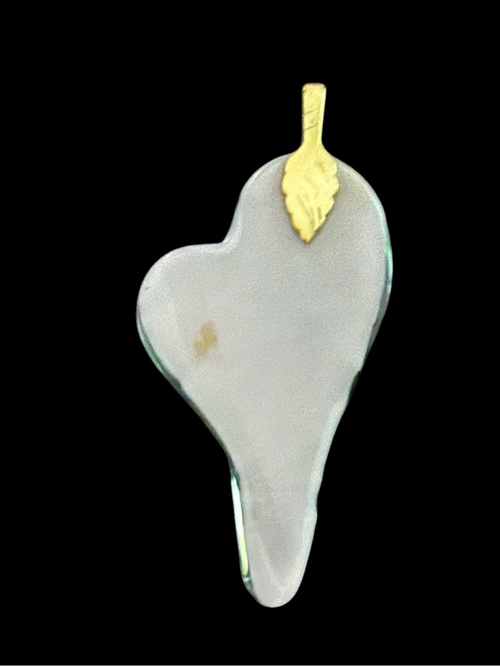 Vintage Dichroic Glass Asymmetrical Heart Pendant- Flat Back Art Glass Colorful - Picture 6 of 8